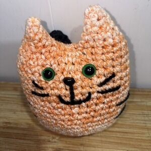 Handmade Crochet Amigurumi Cat Plush Orange Tabby Stuffy Cute Kawaii Decor